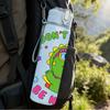 1PC Happy Green Dinosaur Slogan Print 750ml Color Plastic Sports Water Bottle Leakproof Flip Straw Lid Suitable for Sports Office Home Use