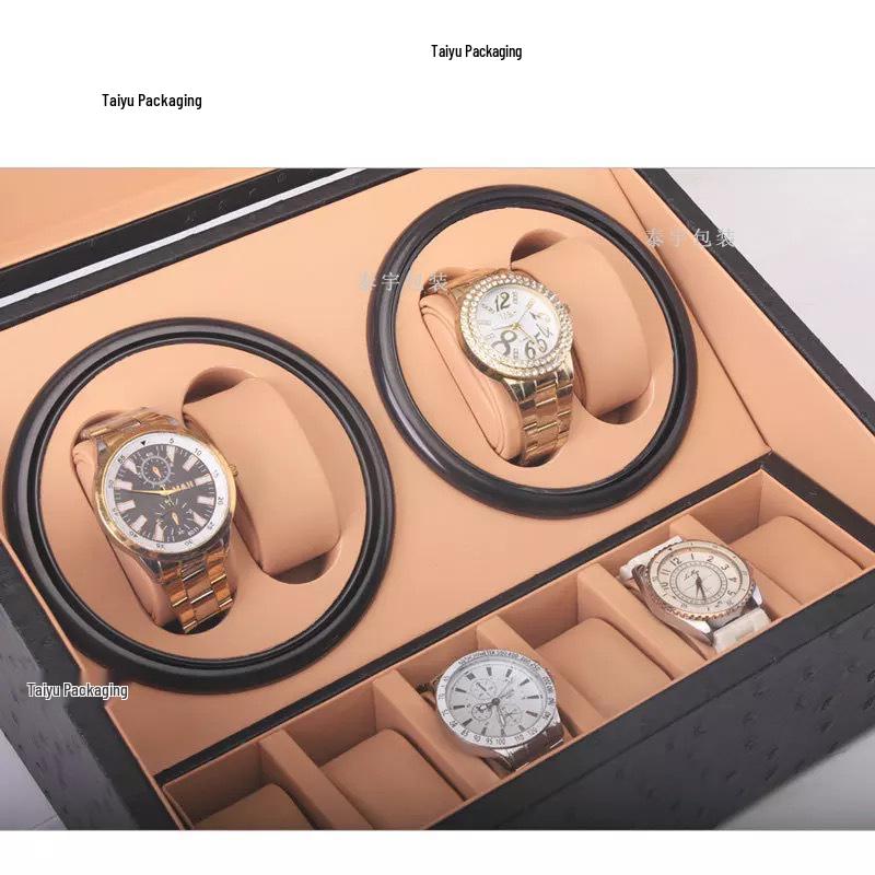 Luxury Leather Watch Winder & Storage Box for 4+6 Automatic Mechanical Watches, In Stock