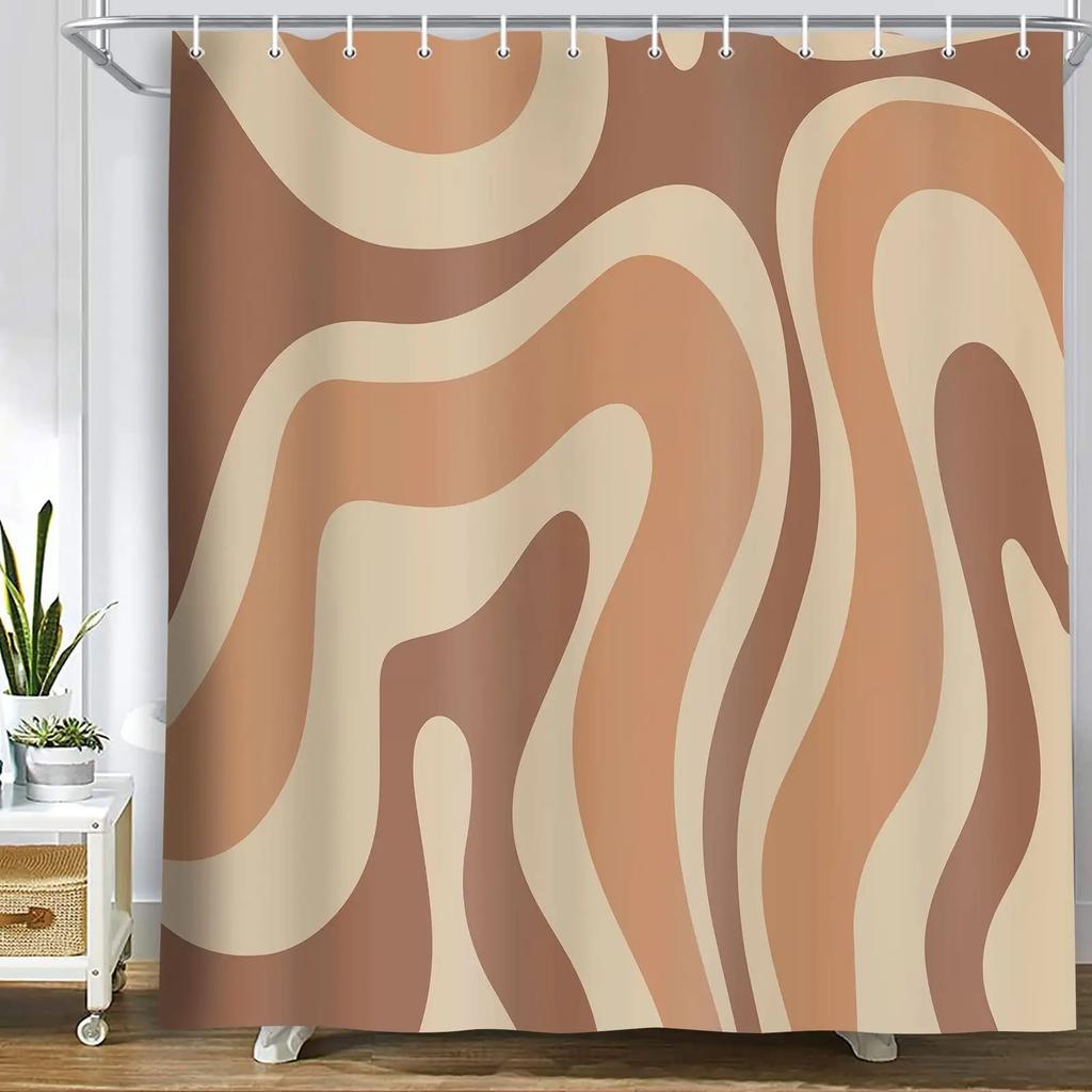 Colored Geometric Ombre Shower Curtains For Bathroom, Gradient Color Design Art Waterproof Fabric Bath Curtains,Teal/Blue/Orange