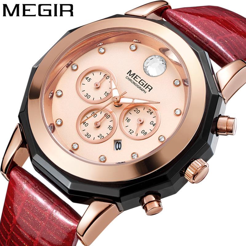 Watch Fashion Multifunctional Waterproof Diamond Enlaid Calendar Large Dial Ladies Gift Watch 2042L