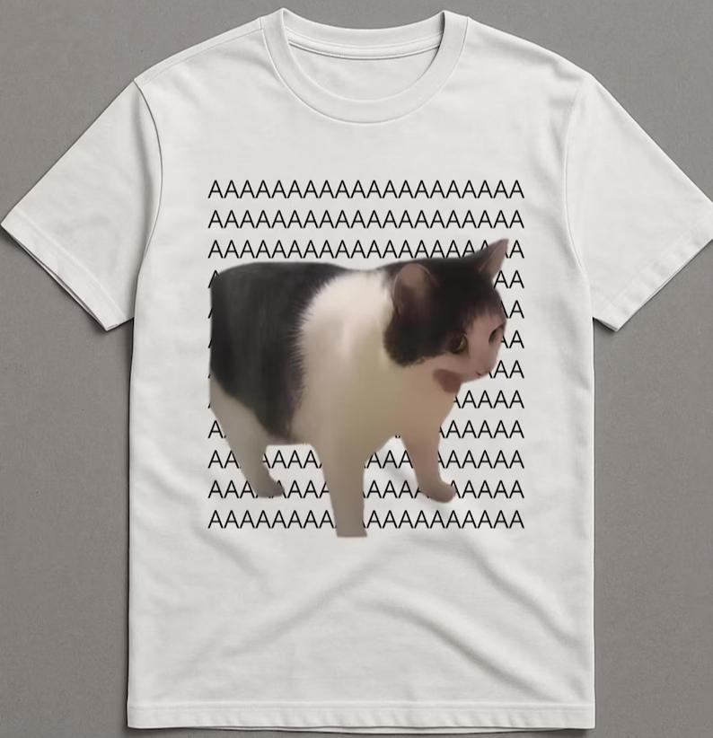 Screaming Cat Meme Graphic T-shirt Funny Internet Meme Y2K Style T-shirt Funny Meme Harajuku Y2K T-shirt Unisex WoUnisex Streetwear