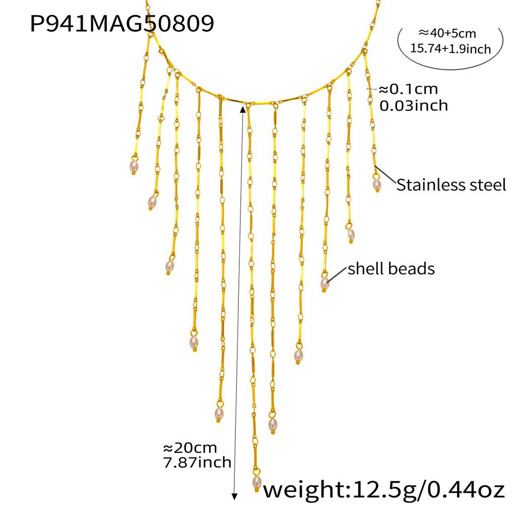 Sweet Fringe Necklace In Stainless Steel 18k Gold Plated Waterproof Non Tarnish Collar Cascade Long Tassels Necklace For Women