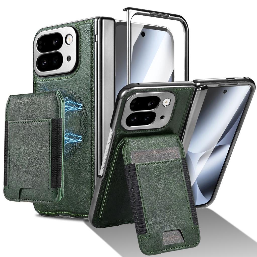 Custodia Portafoglio Magnetico in Pelle per Google Pixel 10 Pro Fold 9Pro Fold Supporto Porta Carte + Protezione Cerniera + Pellicola Schermo Copri Telefono
