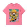 275 GSM Gewaschene T-Shirts 100% Baumwolle Demon Slayer V100 Zenitsu Print Unisex Schweres Baumwoll-T-Shirt