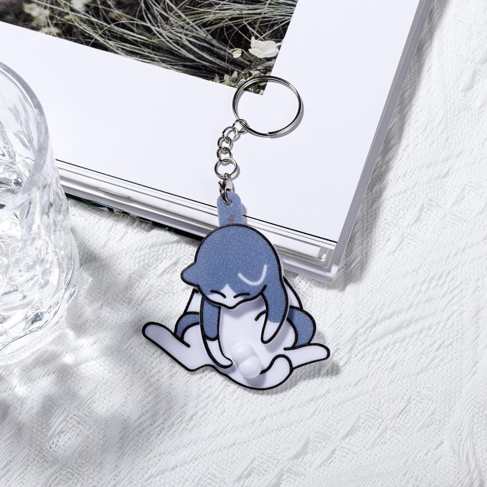 Rotatable Egg Cat Keychain Pull Play Bag Pendant Gifts Cartoon Cat Trick Play Egg Toy