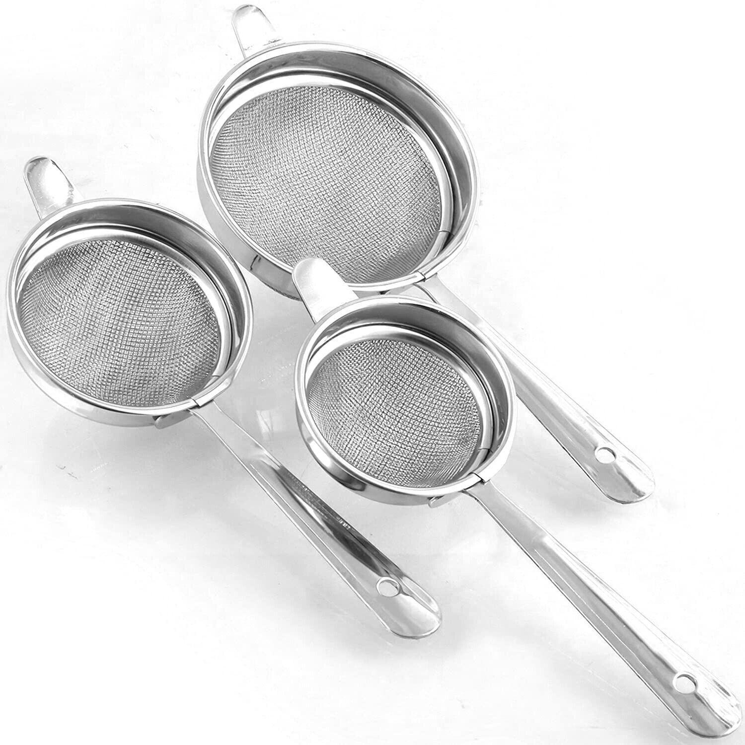 

Silver Stainless Steel Strainer For Tea With 3 Different Sizes Set of 3 MR371