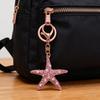 Keychain Sparkling Rhinestones Inlaid Starfish Design Keychain Pendant Enamel Oil Drip Process Smooth Edges Spring Buckle Key Holder Backpacks