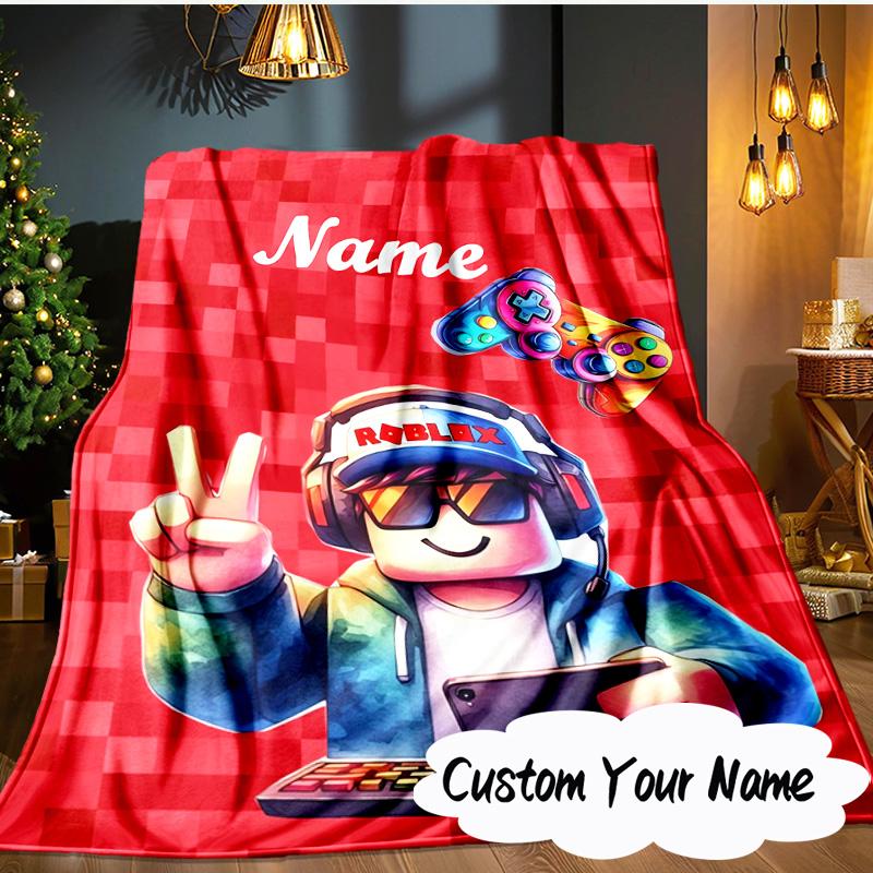Custom Name Ro-blox Adventure Quests Blanket Ideal Bedding Blanket Perfect for Travel, Camping, Living Rooms, Offices, Sofas, Fan Christmas gift