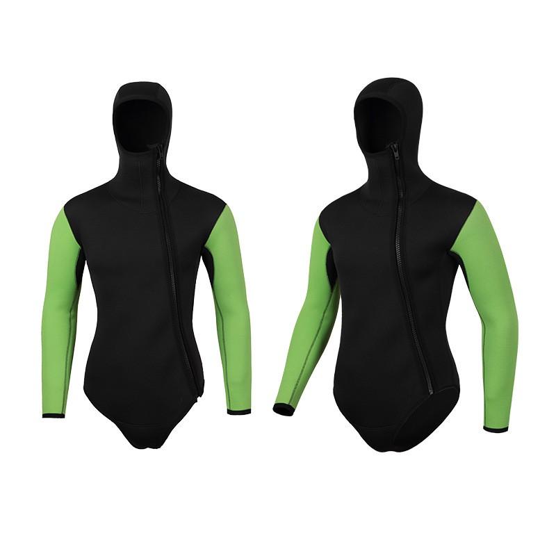 5mm Neoprene Wetsuit Surfing Diving Freediving Warm Winter Fall Use Mens Two Piece Black Green