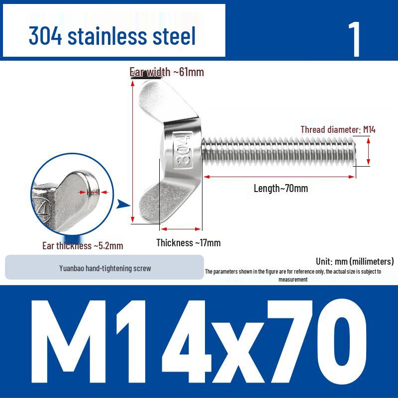 304 Stainless Steel Butterfly Weld Screw Yuanbao Hand-Tight Horn Bolt M3-M16