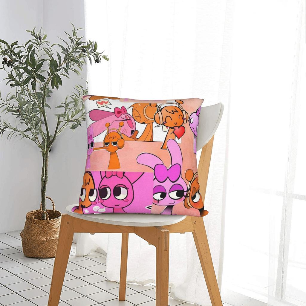 Cartoon Games Sprunki   Square Pillow Case  Cushion Cover Fashion Zipper Decor Pillowcase for Car 18"