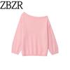 Za Export New Arrival Women's Clothing ZR Fashion Style Fashion Elegant Asymmetrical Oblique Shoulder Slim Looking Shoulder-Baring Sweater Sweater