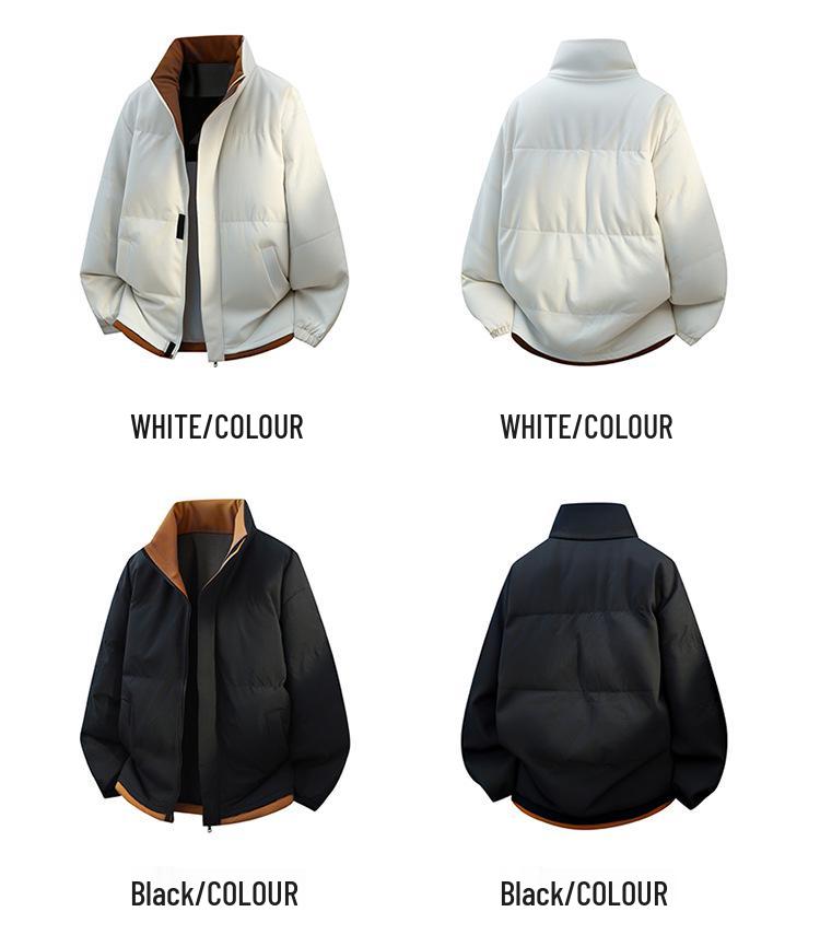 Vintervarmtjock bomullsjacka för män med raglanärmar och upprätt krage