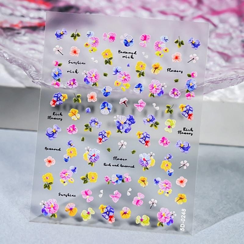 Sweet Small Fresh Flower Nail Art Sticker Summer Spring Self-Adhesive Nail Decals for Nails Decoration