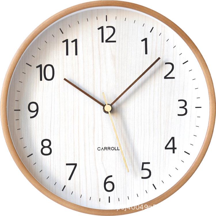 Nordic Solid Wood Silent Wall Clock for Living Room and Bedroom