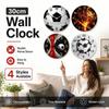 Solid Wood Football-Themed Wooden Clock Silent Soccer Quartz Clock Modern Round Wall Clock  Kitchen