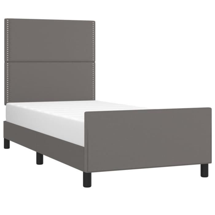 VidaXL Bed Frame with Headboard Grey 90x200 Cm Faux Leather3125492