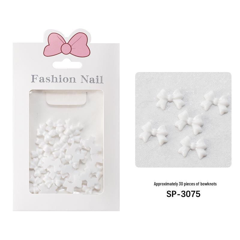 Black & White 3D Resin Ribbon Bow Nail Art Accessories (30pcs)