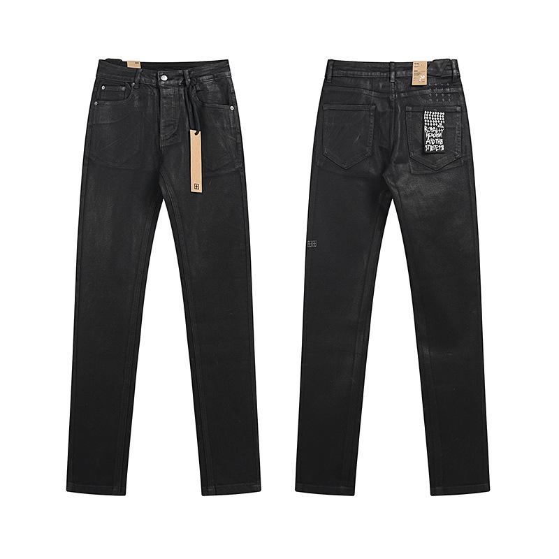 Purple Brand Ink Printing Meichao High Street Retro Ripped Casual Trend Denim Horn Pants Small Feet