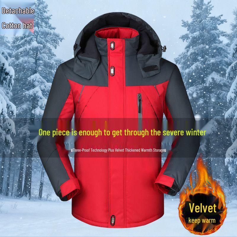 Men's Fleece-Lined Winter Work Jacket - Windproof, Waterproof, Cold Protection Coat