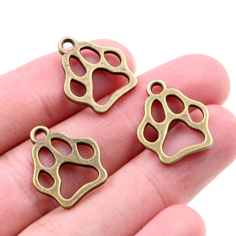20pcs Cat Dog Footprint Cute Charms Pendant 19x17mm Alloy Metal DIY Jewelry Making Accessories Findings for Necklace Earrings