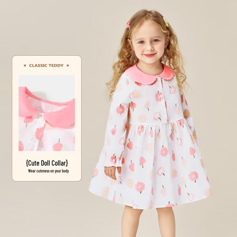 Classic Teddy Girls' Cotton Floral Princess Dress