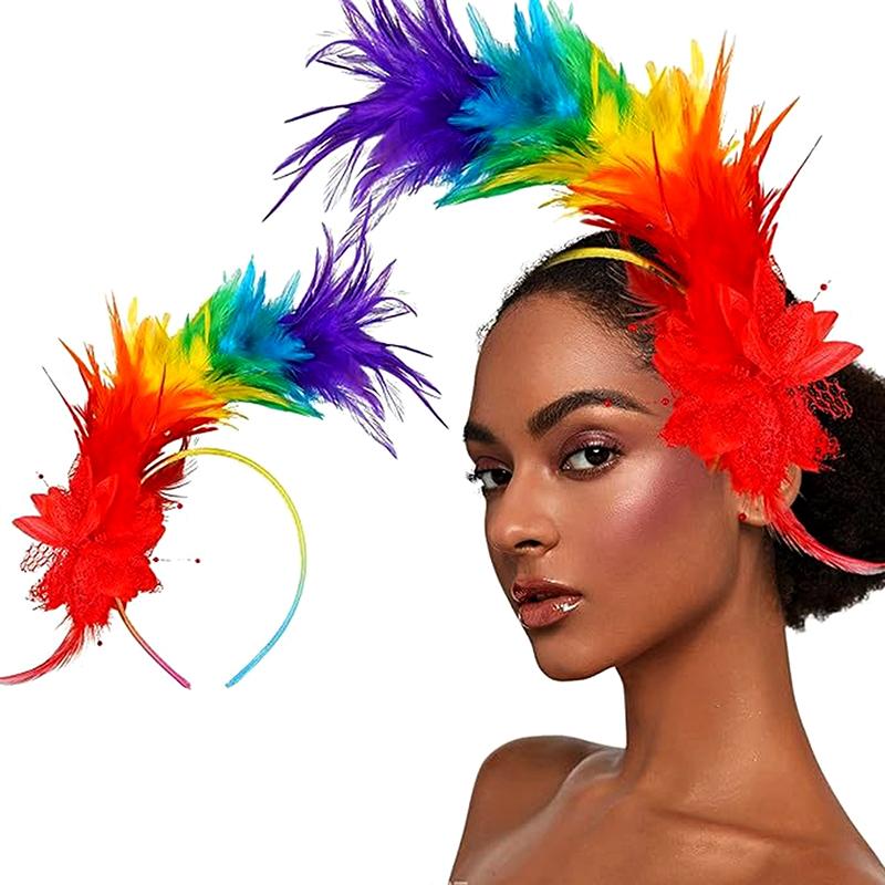 Women'S Feather Fascinator Colored Headband Hair Accessories For Women Tea Party Stage Performance Headpiece