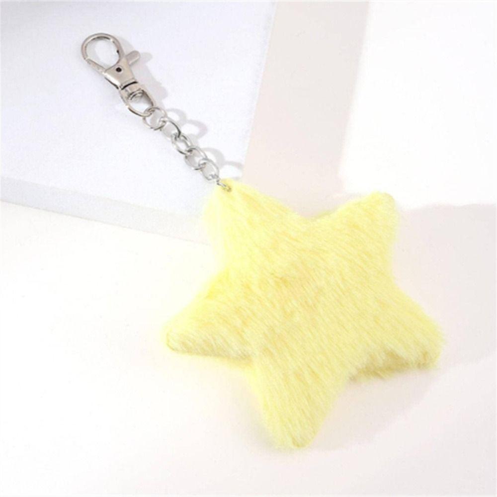 Furry Star Doll Star Plush Pendant Five-pointed Star Key Chain Lovely Pentagram Hairball  Backpack