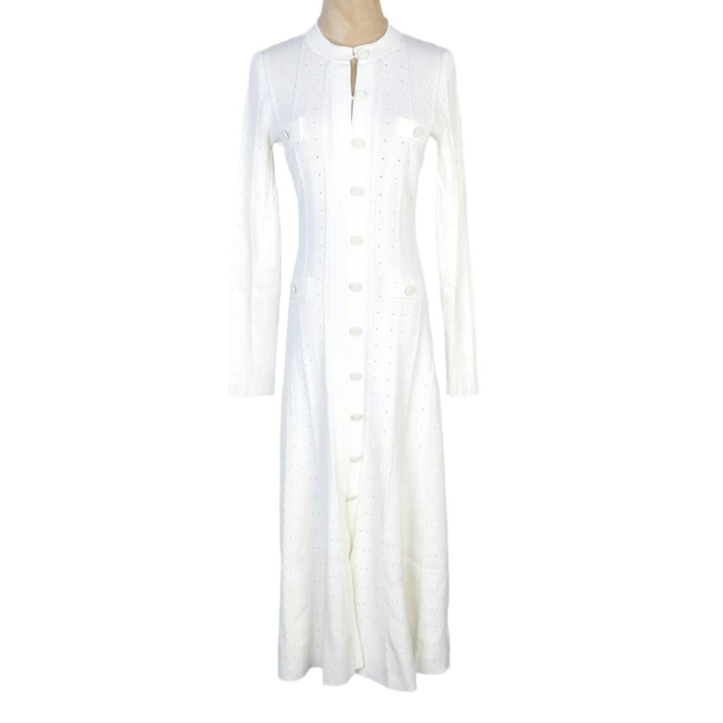 S Family 2024 Autumn French Niche Ribbed Knit Hollow-out Slim Dress