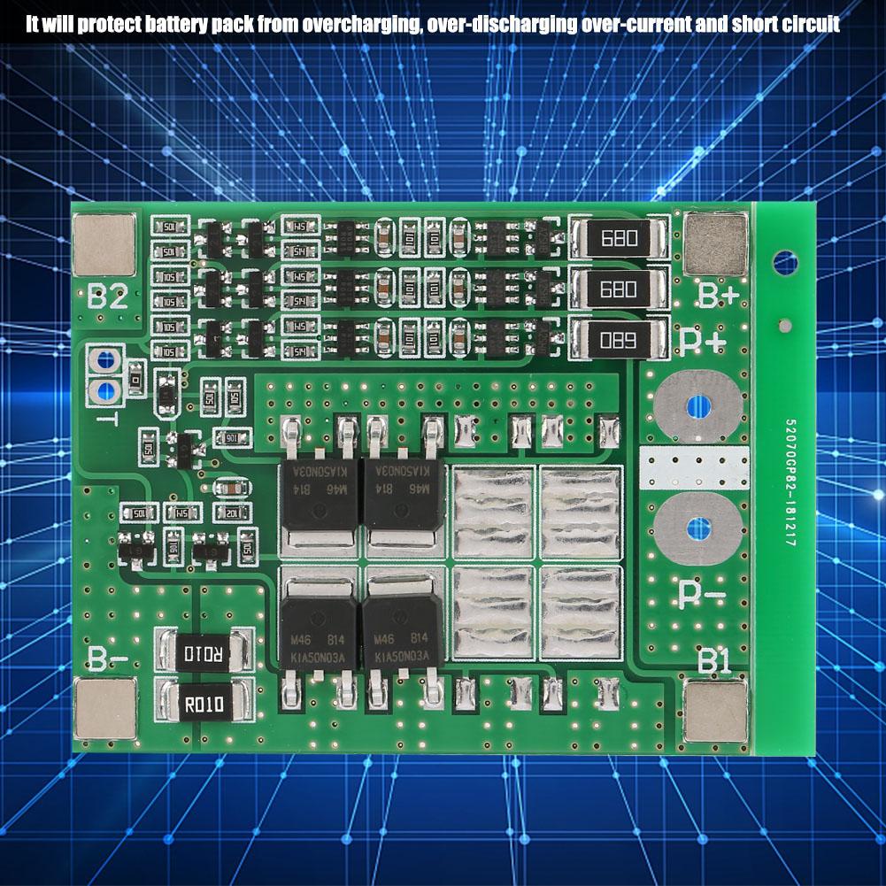 3Series 12V 15A Li Ion Battery 18650 Charger BMS Protection Board (with Balance)