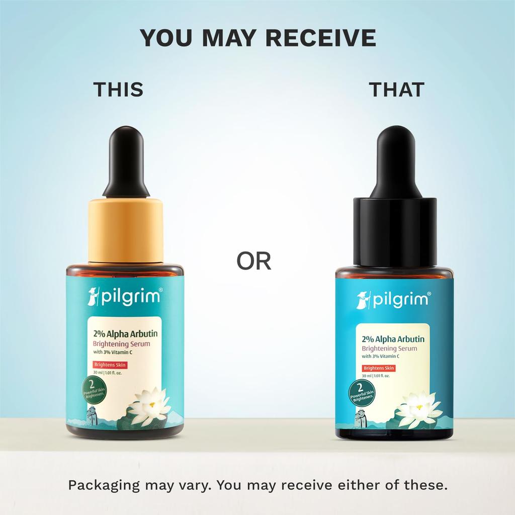 PILGRIM Korean 2% Alpha Arbutin & 3% Vitamin C Brightening Face Serum for glowing skin| Alpha arbutin face serum|All skin types | Men & Women| Kore