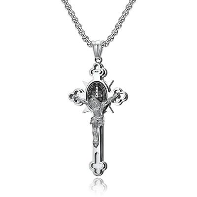 Religion Stainless Steel Saint St St. Benedict Crucifix Cross Pendants Necklace