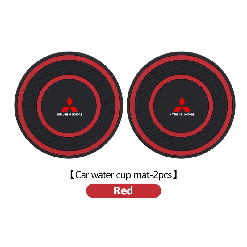 dnsh2 For Mitsubishi 2pcs Car Interior Coaster Non-Slip Water Cup Mat Waterproof Pad Lancer ASX Pajero Mirage Attrage Xpander