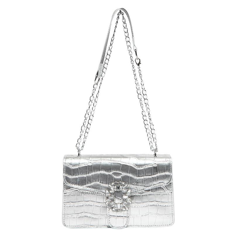 

Fashionable Chic Stone Pattern Small Handbag For Women 2024 Summer Versatile Diamond-studded Shoulder Bag For Commuting Crossbody Bag срібний