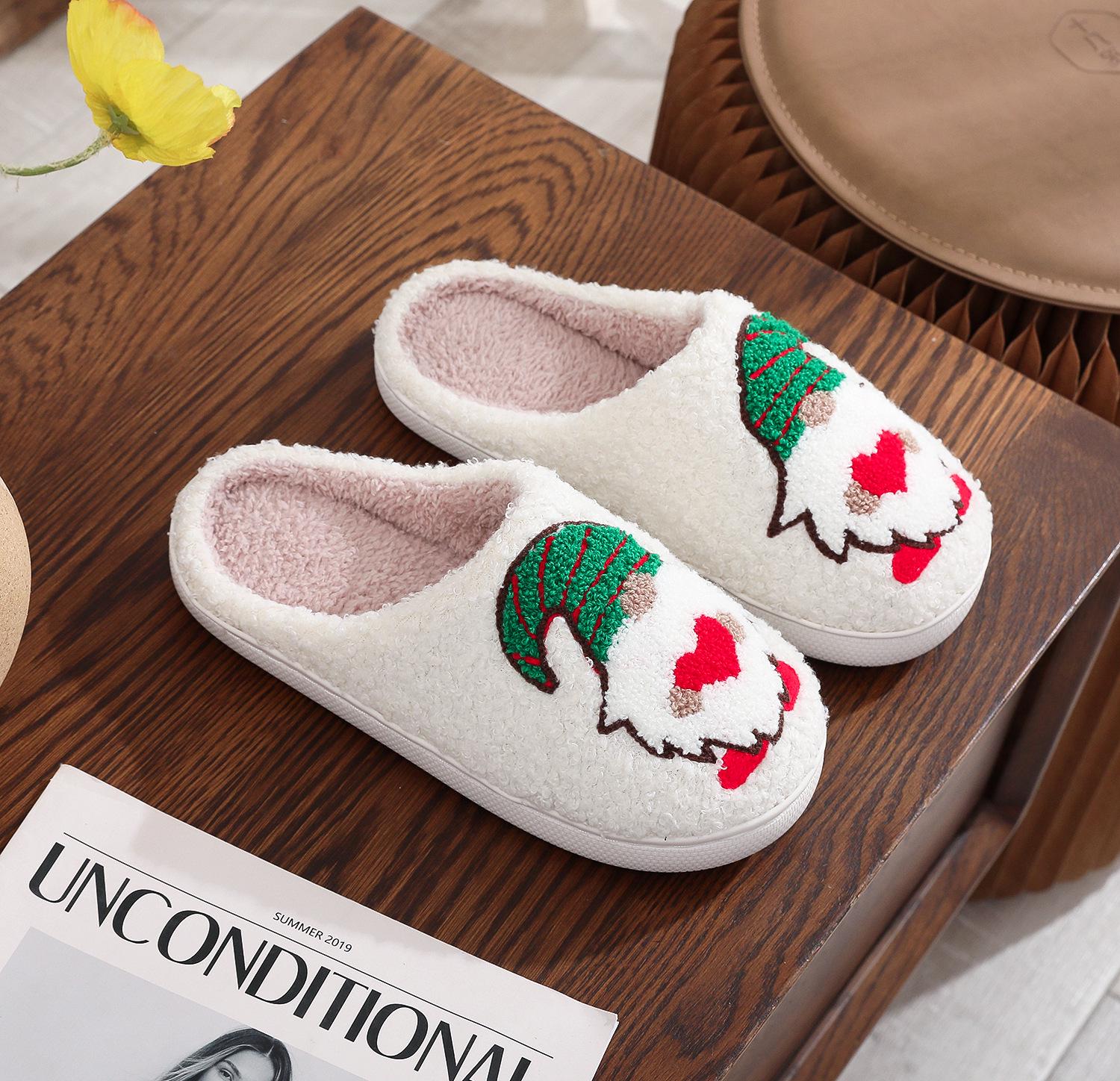 

Christmas Grinch Cotton Slippers for Men & Women - Cozy Winter Furry Footwear 44-45