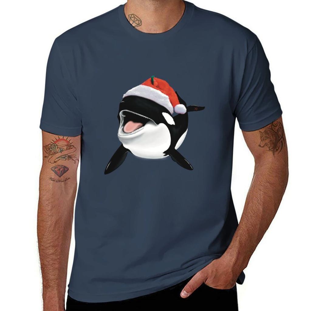 Orca Drawing Christmas Whale Gift Tshirt Quick Dry Sports Short Sleeve Tee