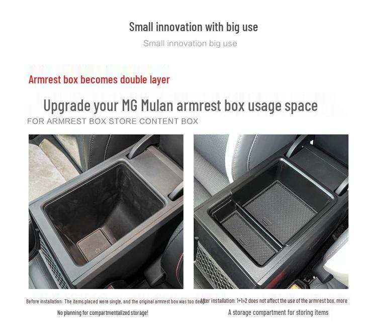 MG Mulan Pudełko do przechowywania podłokietnika konsoli środkowej dla MG4 - Dekoracja i modyfikacja wnętrza samochodu