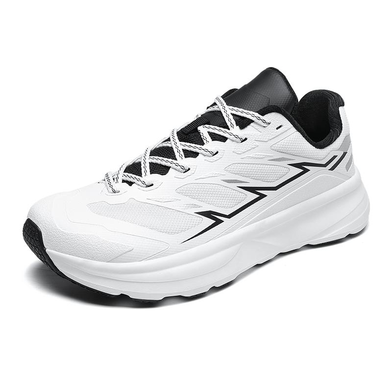 

Fashion Wide Toe Sneakers Men s Lace-up Running Shoes Knitted Mesh Outdoor Sports Shoes for Jogging Training Breathable Anti-slip 48 чёрный/белый