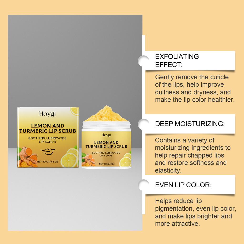 Hoygi Ginger Turmeric Lemon Lip Scrub Nourishing Hydrating Exfoliating Balm 100g For Soft Moist Lips