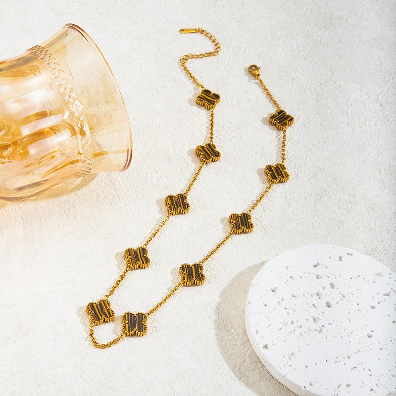 

Цепочка для свитера «Десять цветов» Модное ожерелье «Четырехлистный клевер» Легкая роскошь Простое ожерелье-подвеска в виде цветка Цепочка для ключицы