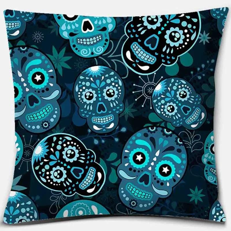 Fashion Skull Flower Series Pattern Printed Soft Square Pillowslip Polyester Cushion Cover Pillowcase Living Room Home Decor
