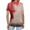 Women's T Shirt Halloween Print Button Short Sleeve Daily Weekend Fashion Basic V- Neck Regular Top