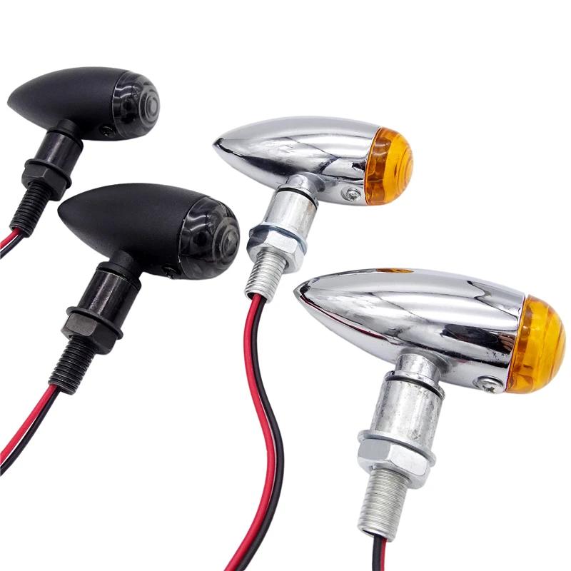 2Pcs/4Pcs Universal Motorcycle Bullet Turn Signals Indicators Blinker Lights Lamp Amber Smoke For Harley For Honda For Kawasaki