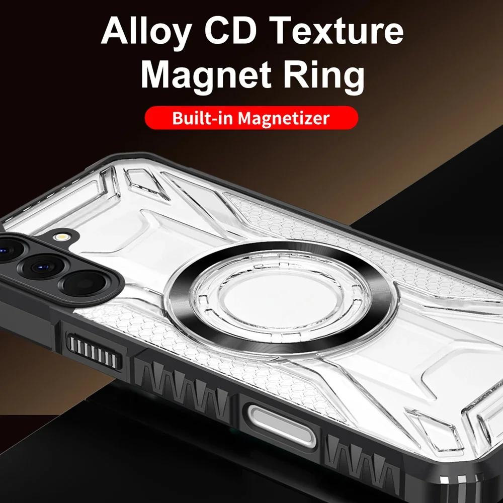 Transparent Magsafe Phone Case for Samsung Galaxy A56 A36 A55 A35 A54 A15 A16 Luxury Armor Magnetic PC+TPU Shockproof Back Cover