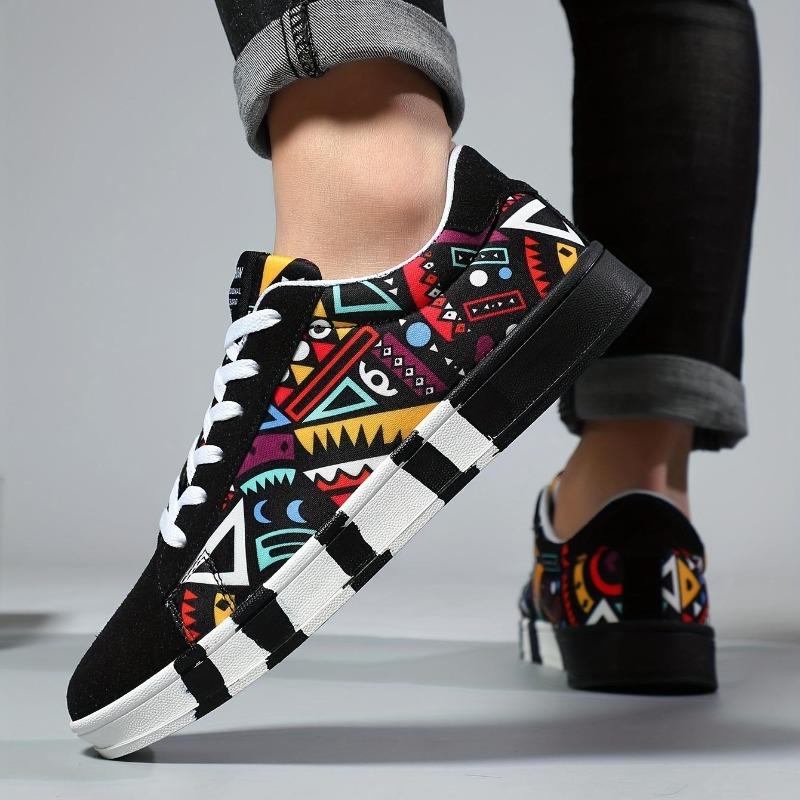Trendige Graffiti-Skateschuhe für Herren – leichte, atmungsaktive, rutschfeste, bequeme Sneakers mit Plateausohle
