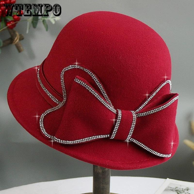 WTEMPO Verstaile Retro Elegant Formal Hats Women's Autumn Winter Casual Caps Cold-proof Windproof Warm Solid Color Flower Bucket Hats