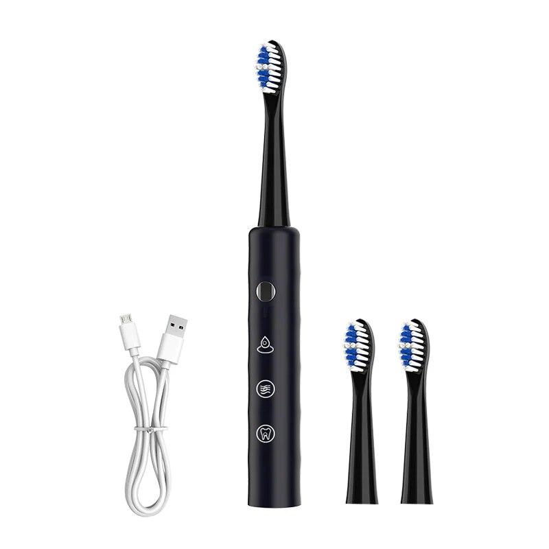 

Электрическая зубная щетка для взрослых из бамбука, стильная, водонепроницаемая, IPX7, интеллектуальный звуковой мотор с синхронизацией, быстрая зарядка через USB, 4 насадки