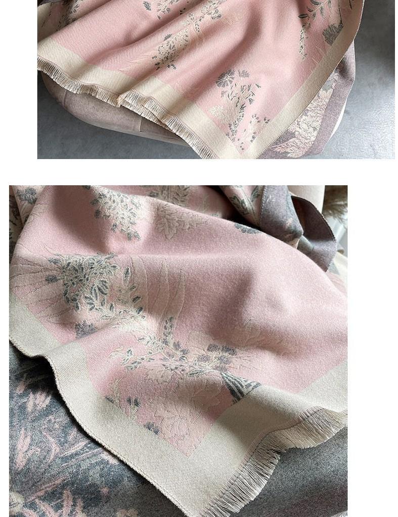 Elegant Faux Cashmere Floral Shawl - Thick Warm Winter Tassel Scarf
