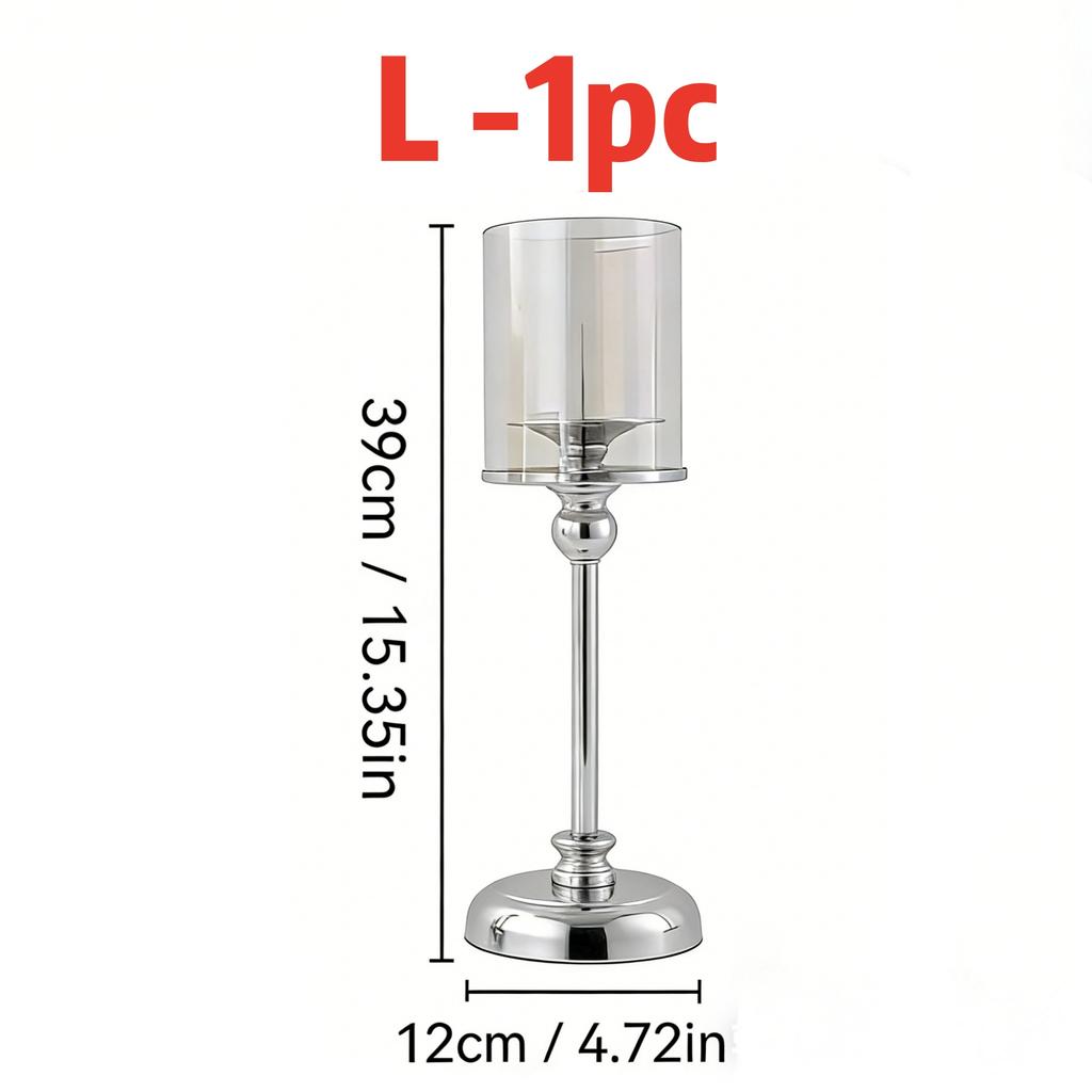 Glass Pillar Candle Holder Set Golden Silver Decorative Candlestick for Wedding Party Table Festival Decor 2026 New Fashion