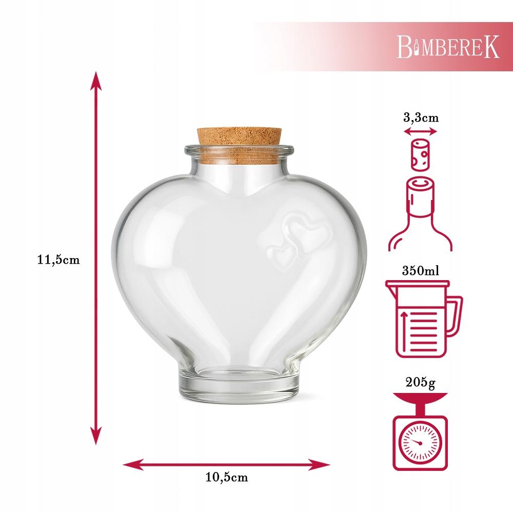 5x LOVE Glass Containers 350ml for Wine Alcohol Gift Wedding Bottles